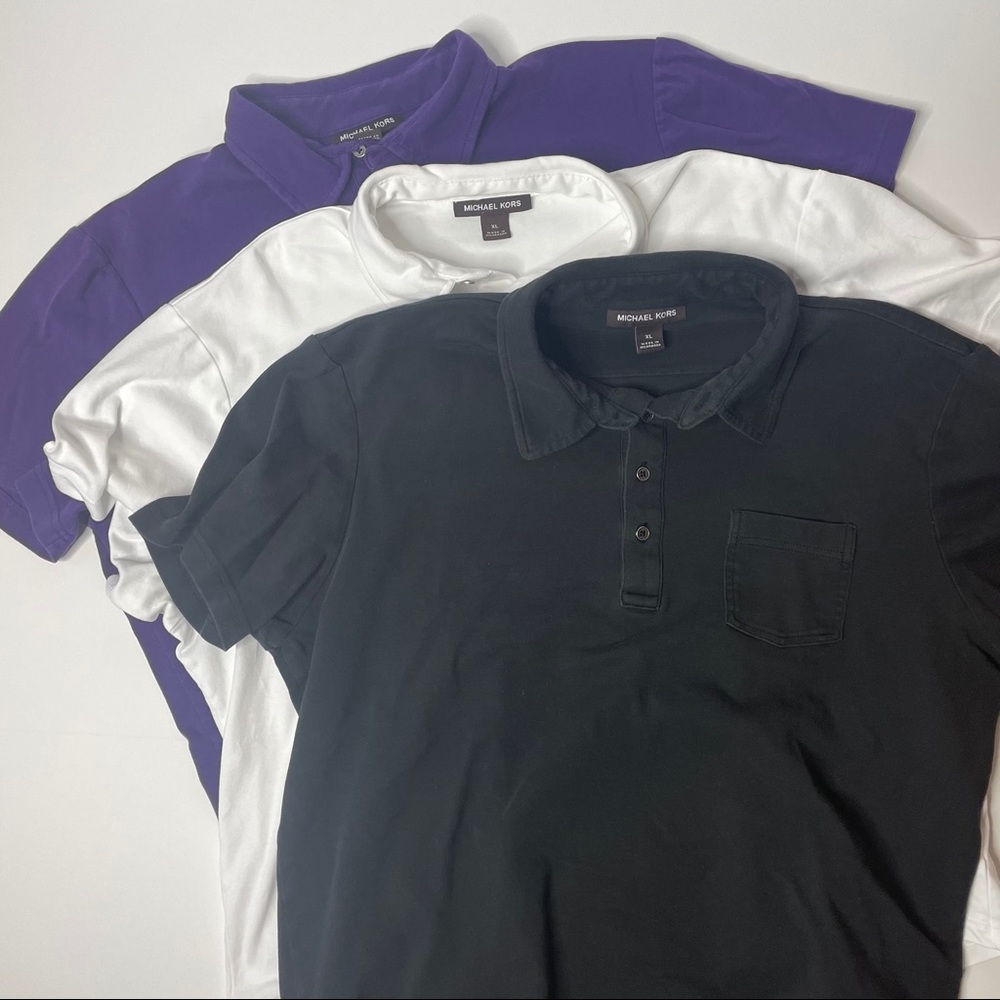3 Michael Kors men’s polos XL purple black white